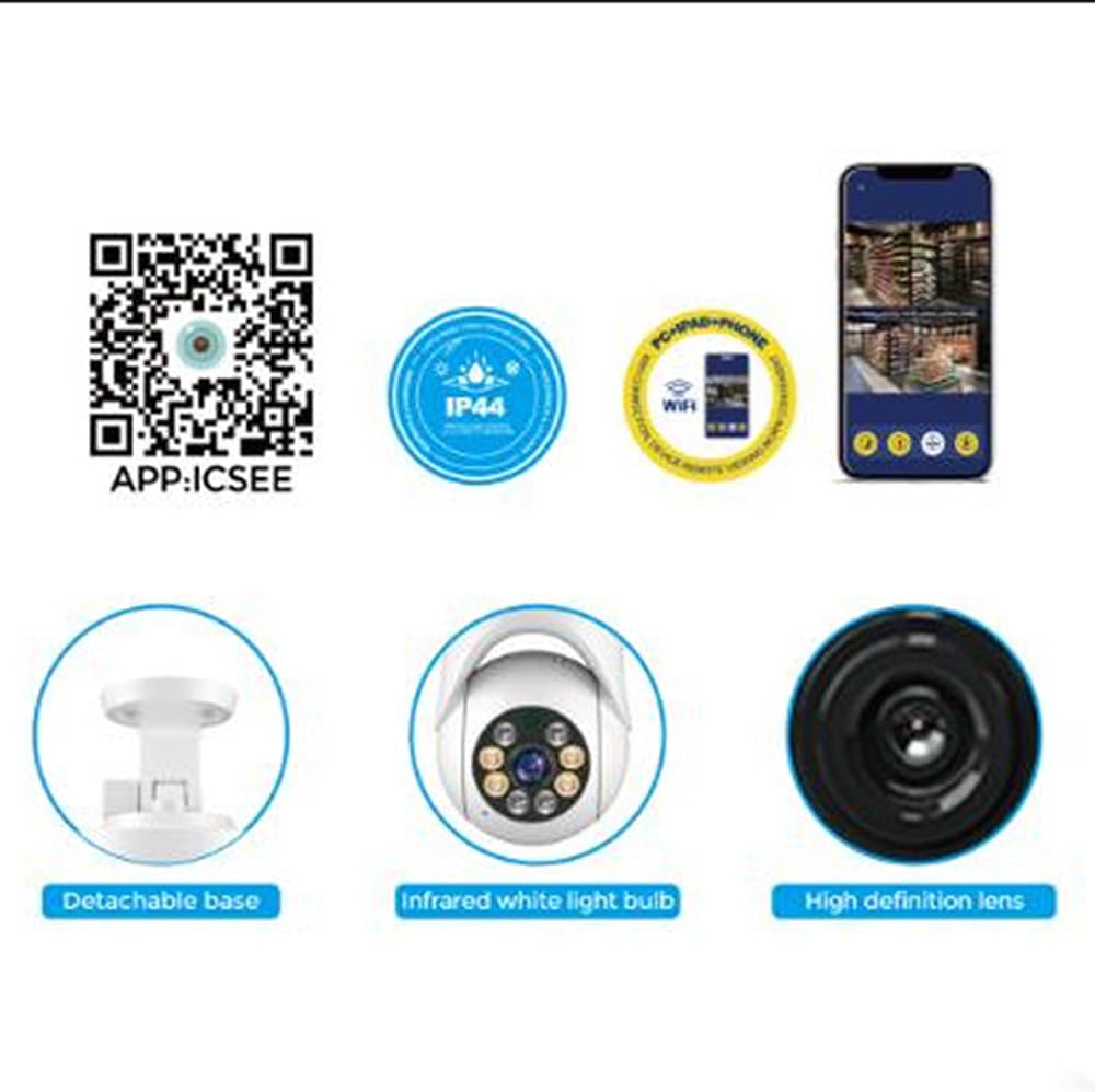 Cámara IP 360° Wifi 5MP Visión Nocturna Certificación IP66 Micrófono y altavoz JK-0065