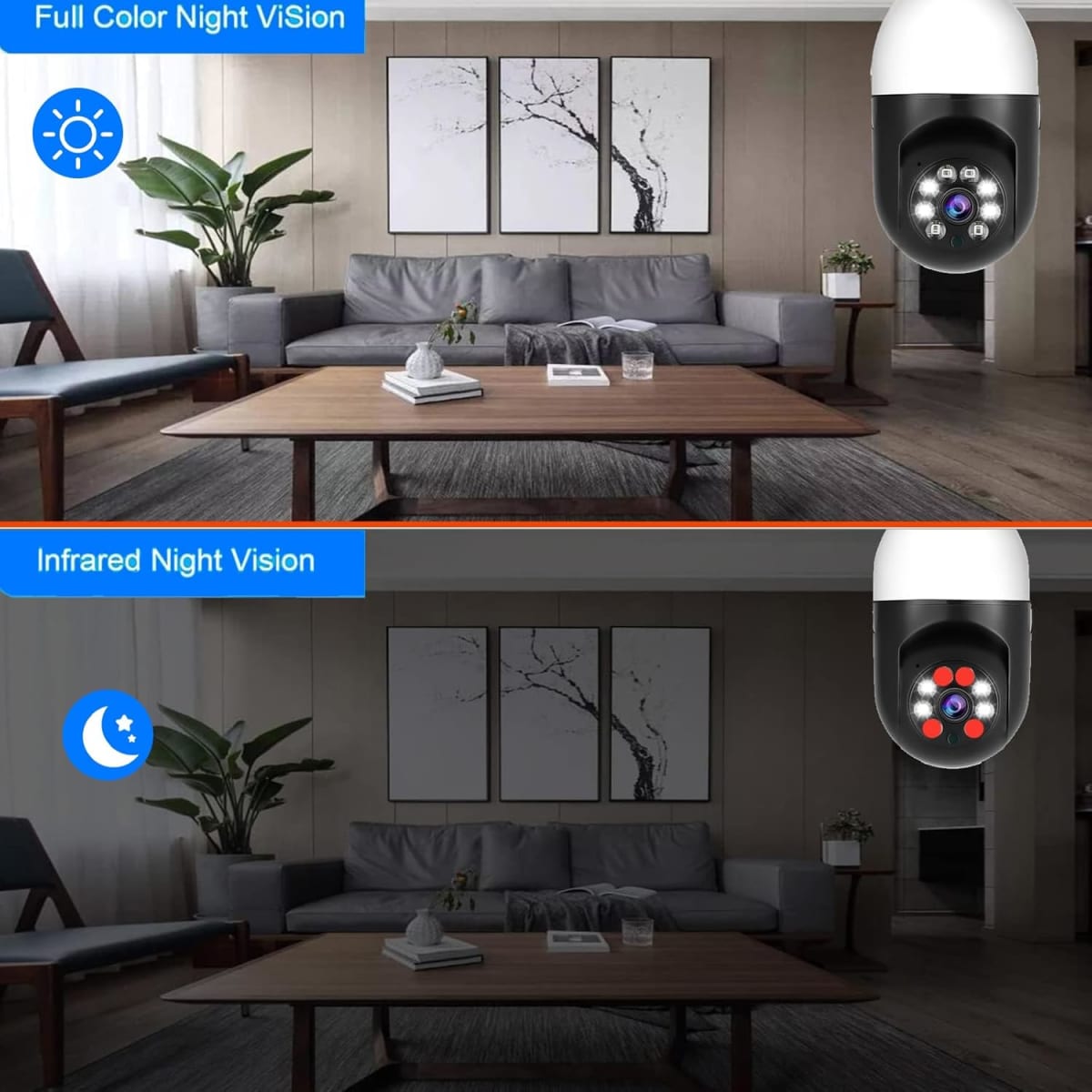 Cámara Foco 360° Wifi 2MP Visión Nocturna Certificación IP44 Micrófono y altavoz JK-0056