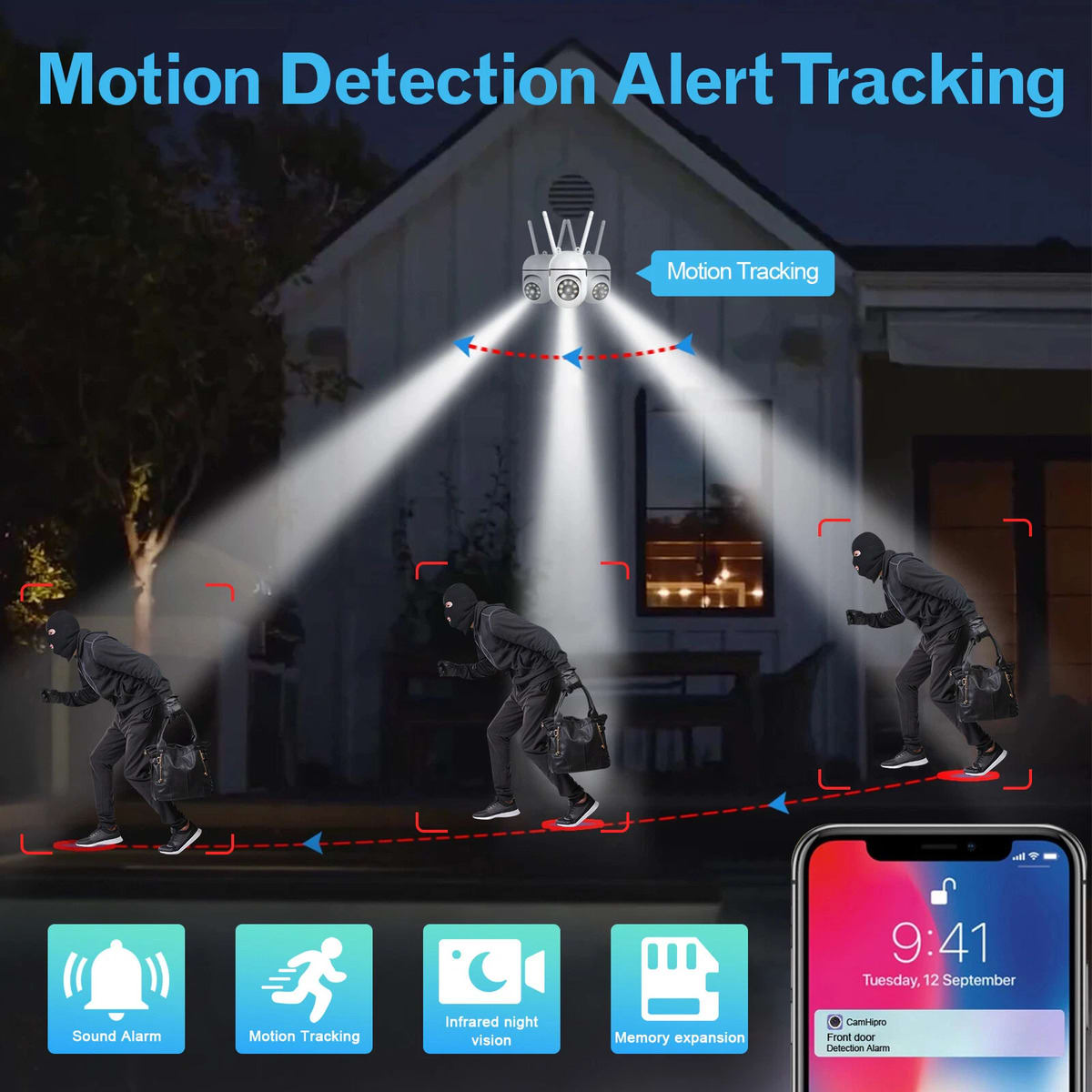 Cámara IP 360° Wifi 2MP Visión Nocturna Certificación IP66 Micrófono y altavoz JK-0073