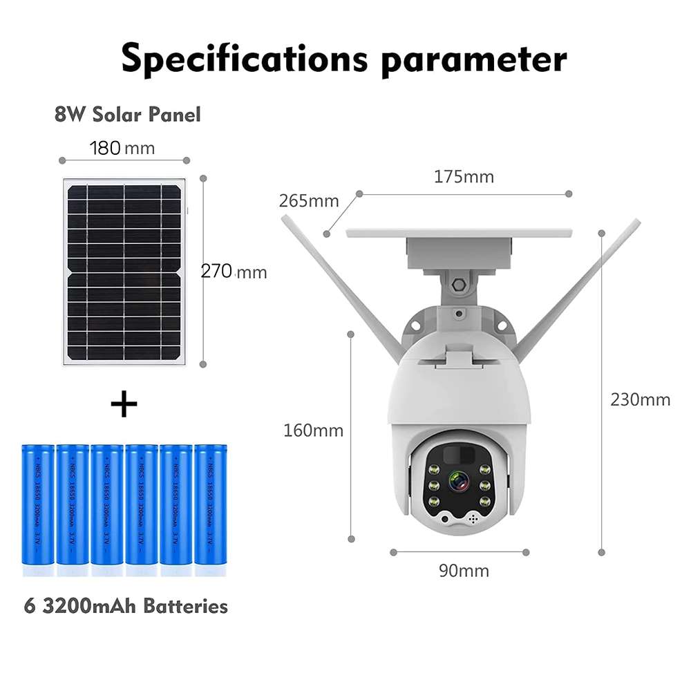 Cámara de Seguridad inalámbrica WiFi con Panel Solar Integrado Contra Agua IP66 JK-81818