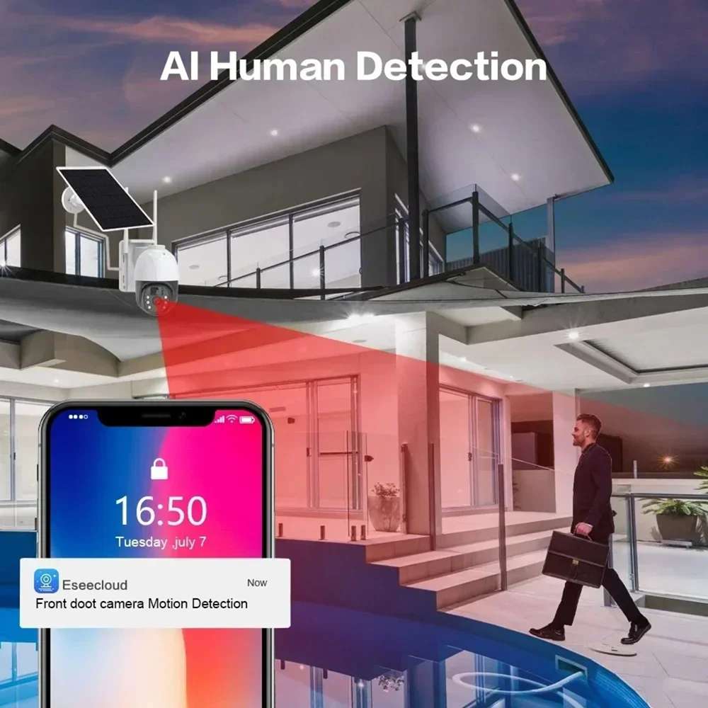 Cámara de Seguridad inalámbrica WiFi con Panel Solar Integrado Contra Agua IP66 JK-818110