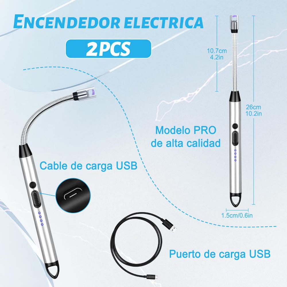 2pcs Usb Encendedor Eléctrico Portátil Recargable De Cocina JL817-28