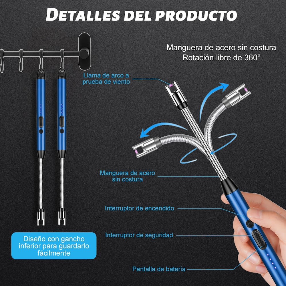 2pcs Usb Encendedor Eléctrico Portátil Recargable De Cocina JL817-2 1