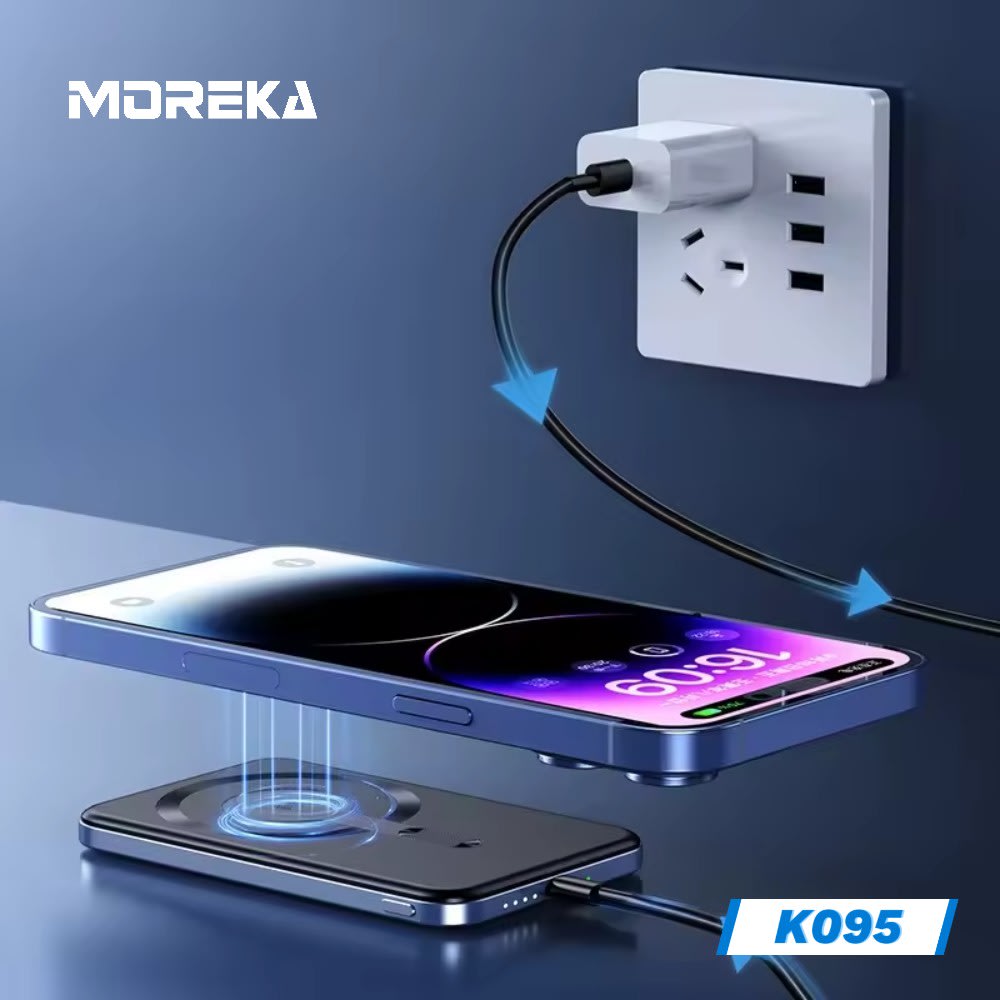Power Bank Moreka K095 10000mAh 22.5W cables C USB Lightning y Micro USB3