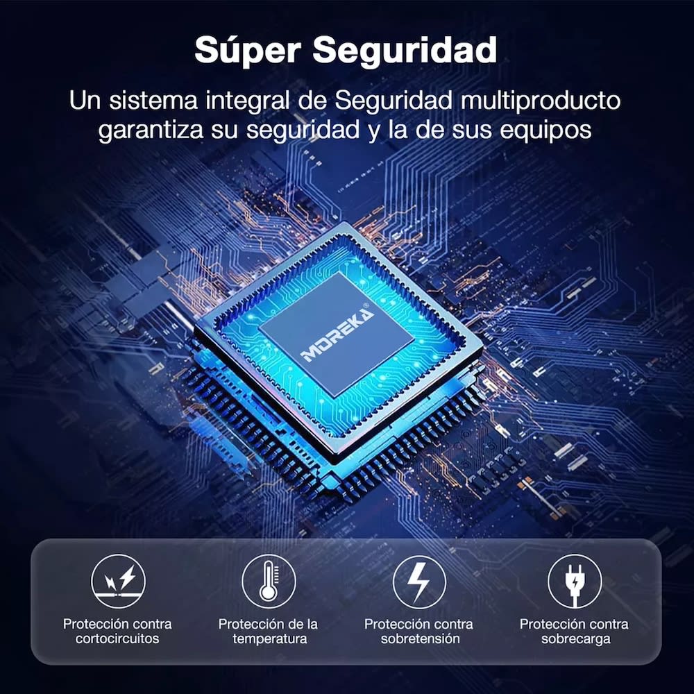 Power Bank Moreka K050 10000 cables C USB AM Lightning y Micro USB 6