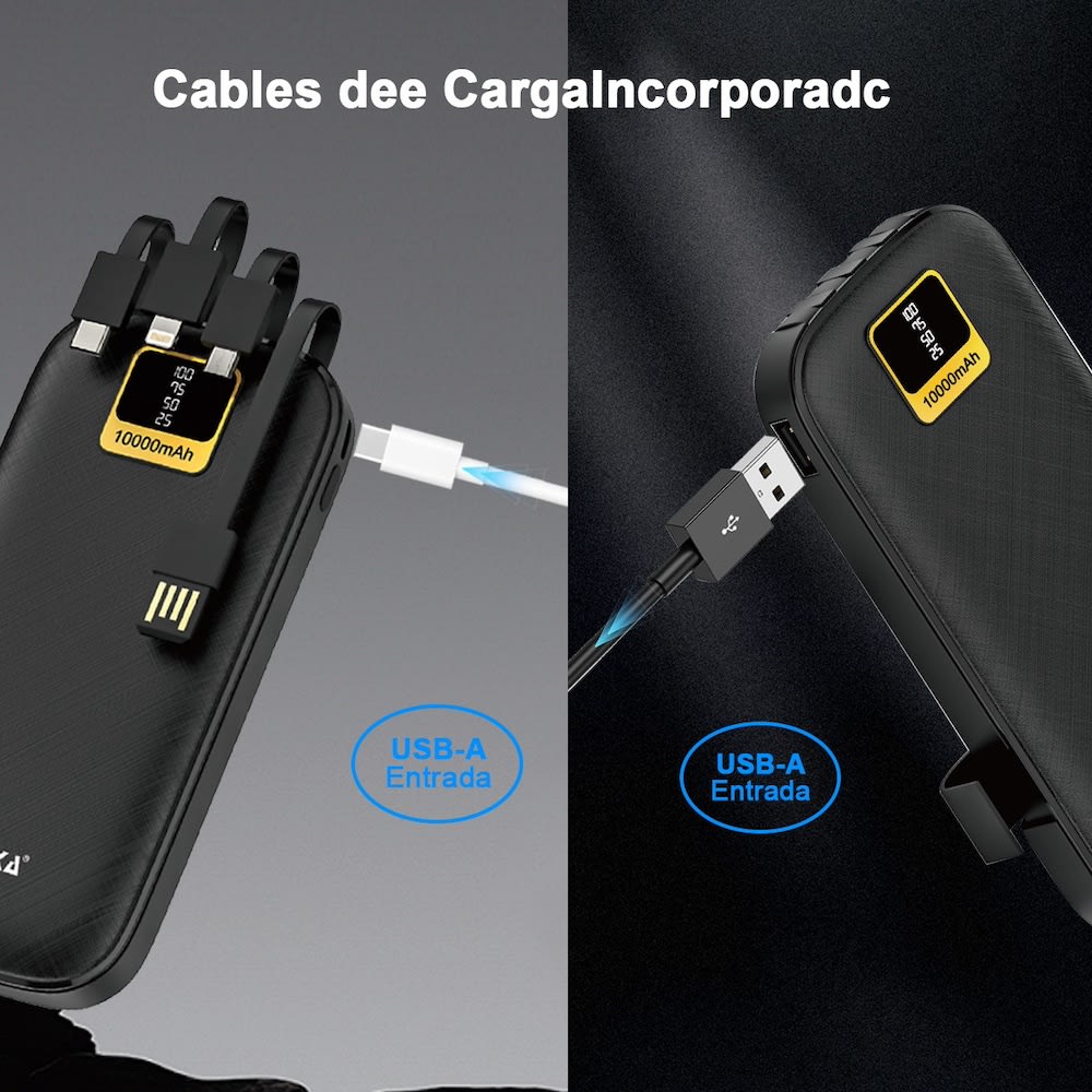 Power Bank Moreka K050A 10000 mAh 37Wh múltiples cables4