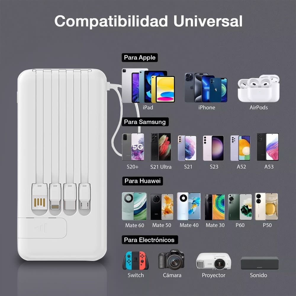 Paquete de 6 Power Bank Moreka K063 10000 mAh 37W 4 entredas 4 salidas2