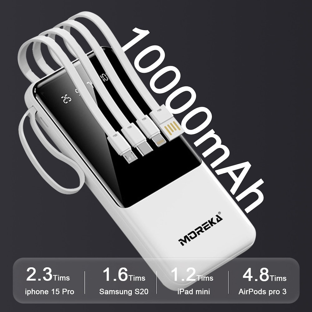 Paquete de 6 Power Bank Moreka K063 10000 mAh 37W 4 entredas 4 salidas4