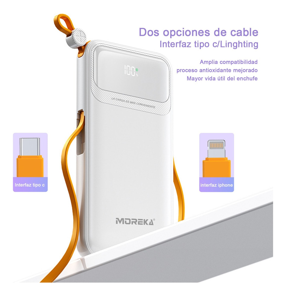 Power Bank Moreka K064 1000 mAh 37W 2 entredas 2 salidas7