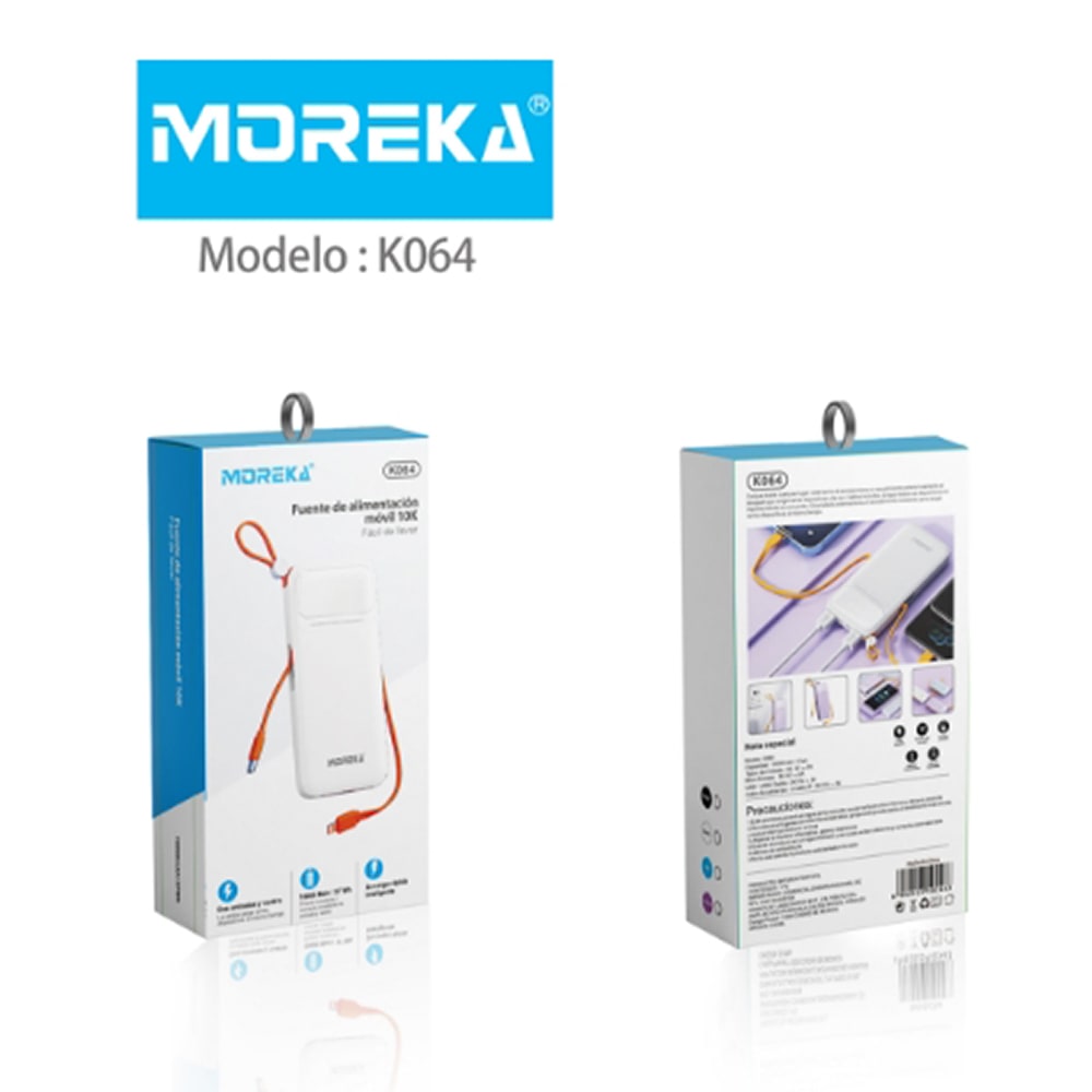 Power Bank Moreka K064 1000 mAh 37W 2 entredas 2 salidas11