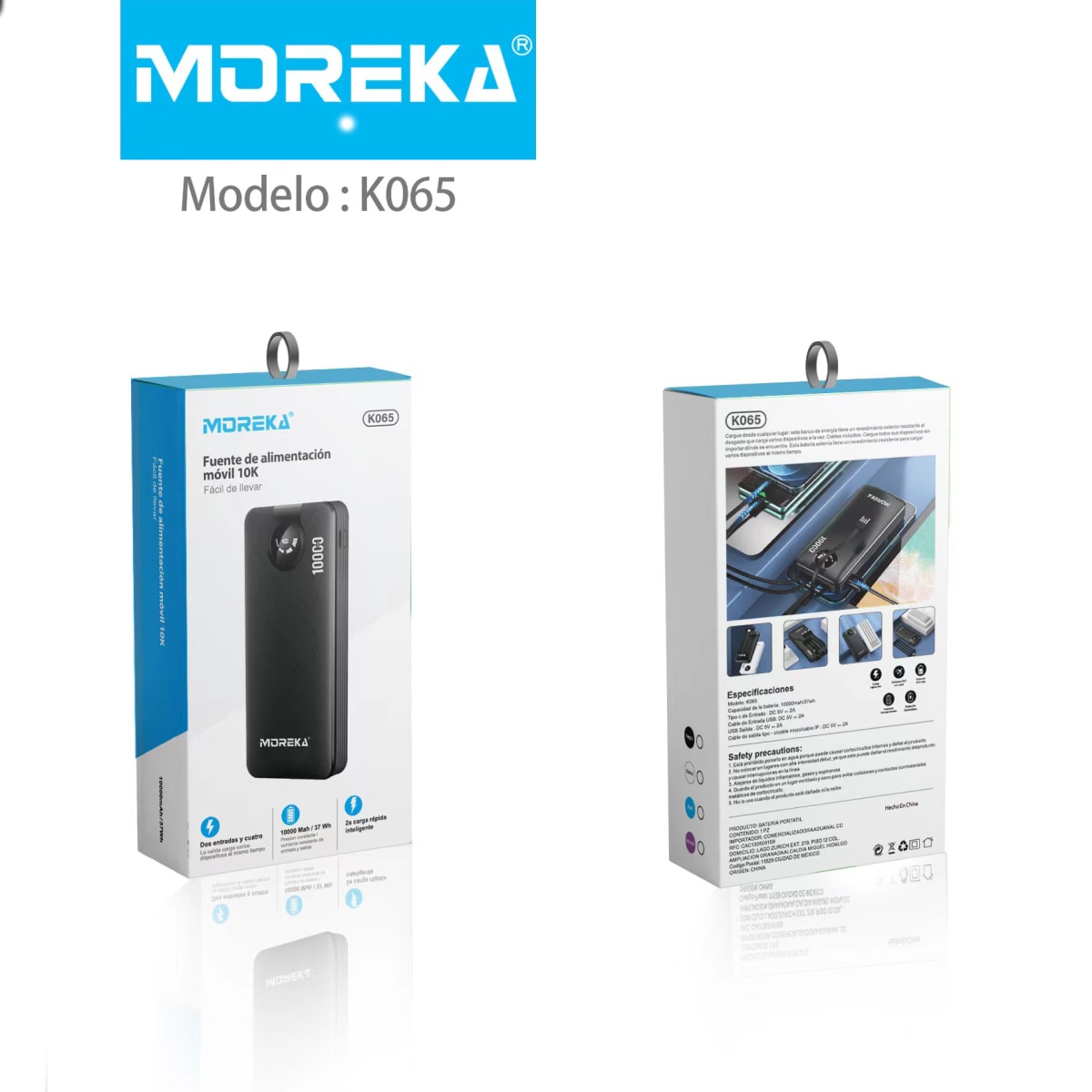 Power Bank Moreka K065 1000 mAh 37W 2 entredas 2 salidas1