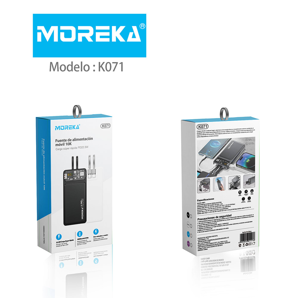 Power Bank Moreka K071 10000 mAh 22.5W Tipo C IP5