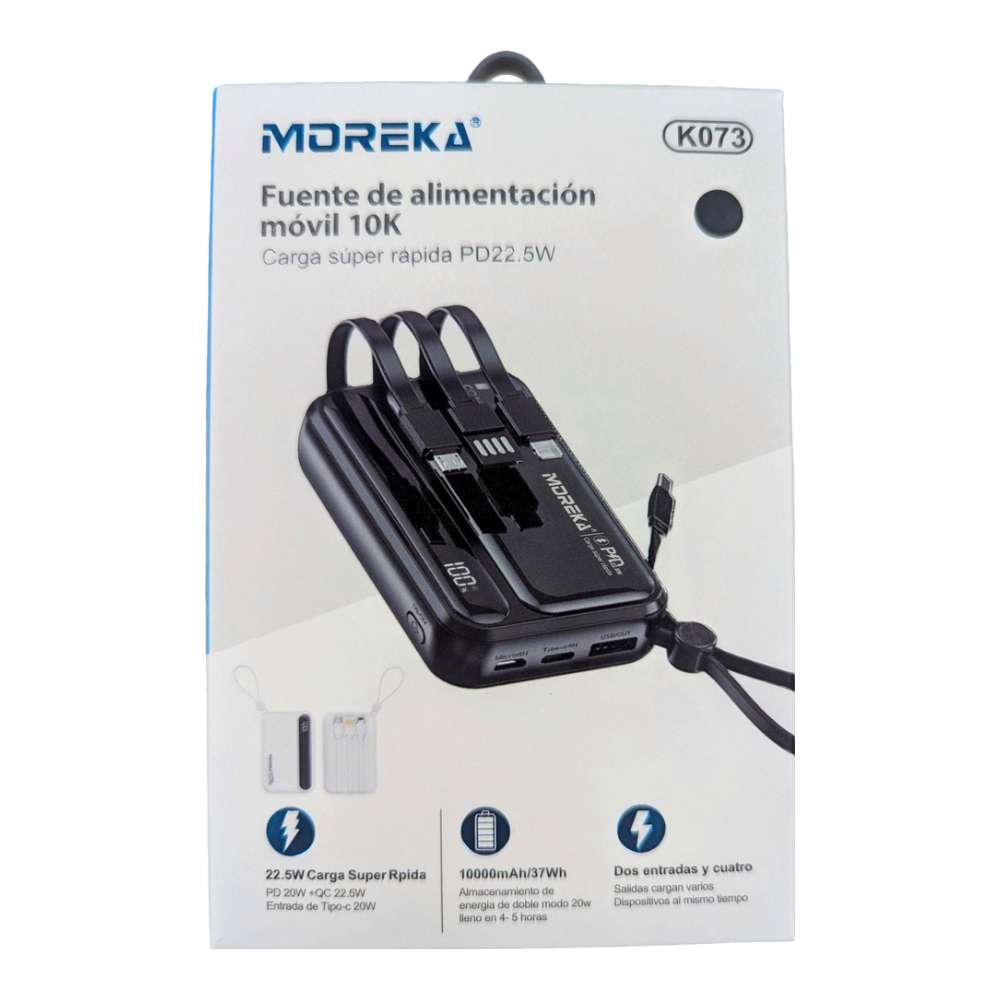 Power Bank Moreka K073 10000 mAh 37W 2 entredas 4 salidas13