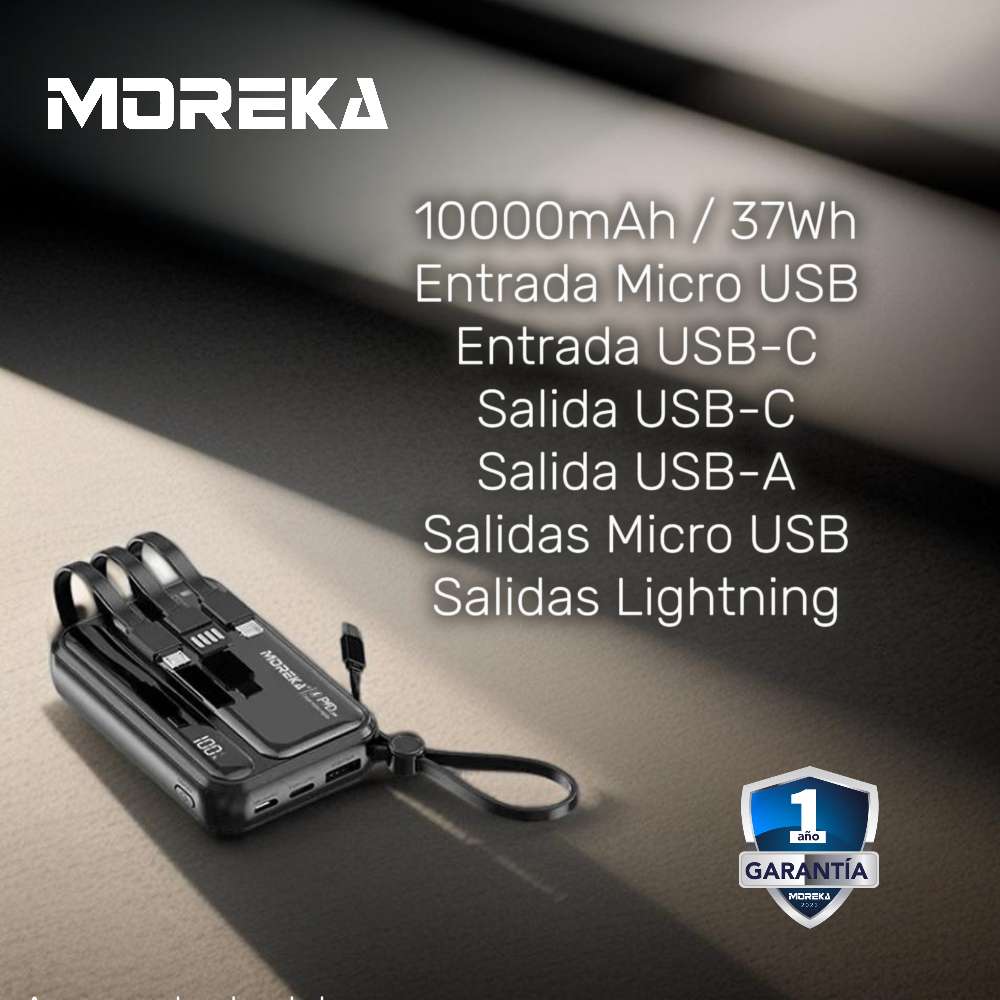 Power Bank Moreka K073 10000 mAh 37W 2 entredas 4 salidas4