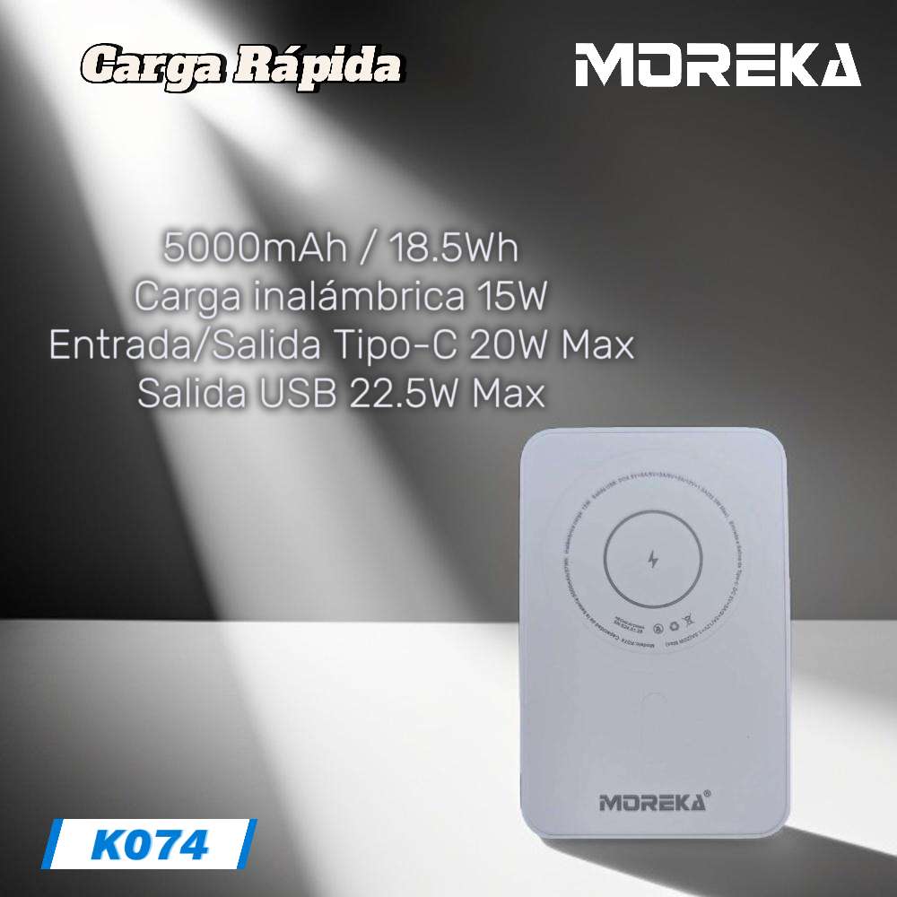 Power Bank Moreka K074 5000 mAh 18.5W inalámbrica 5W4