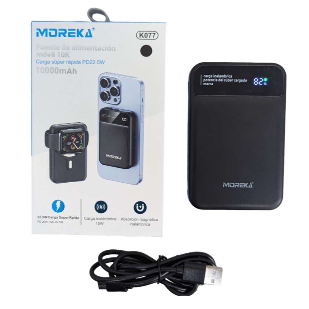 Power Bank Moreka K077 1000 mAh 22.5W inalámbrica 15W 11