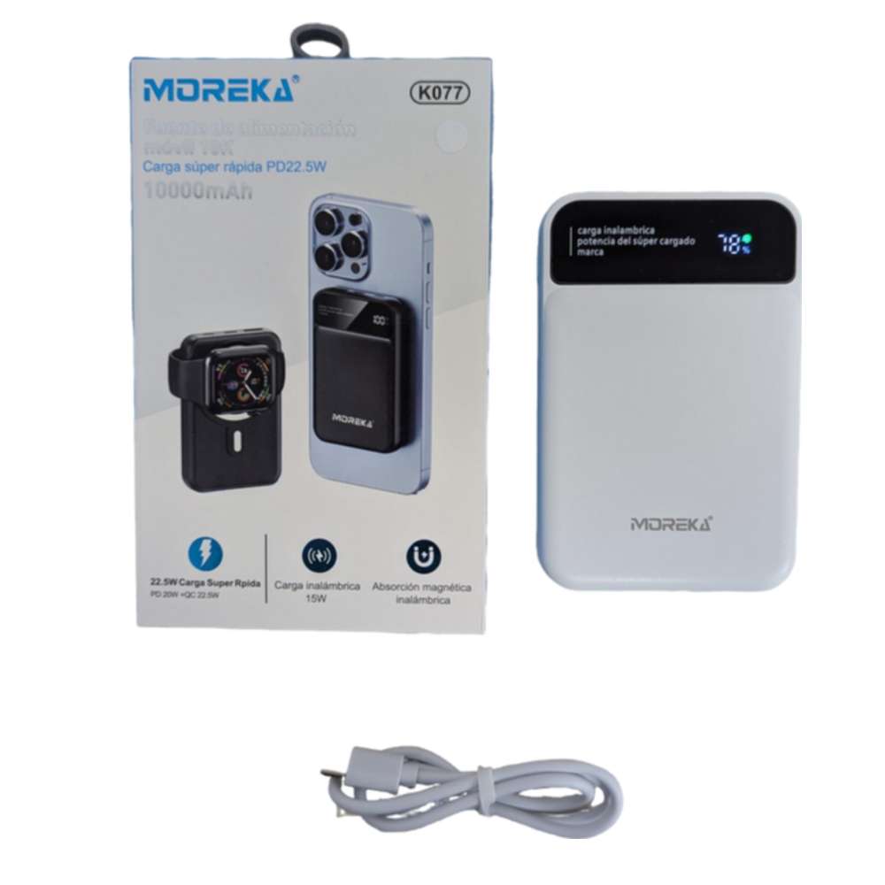 Power Bank Moreka K077 1000 mAh 22.5W inalámbrica 15W 10
