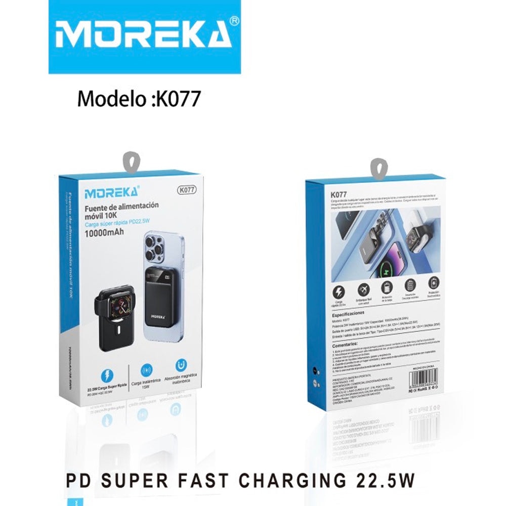 Power Bank Moreka K077 1000 mAh 22.5W inalámbrica 15W12