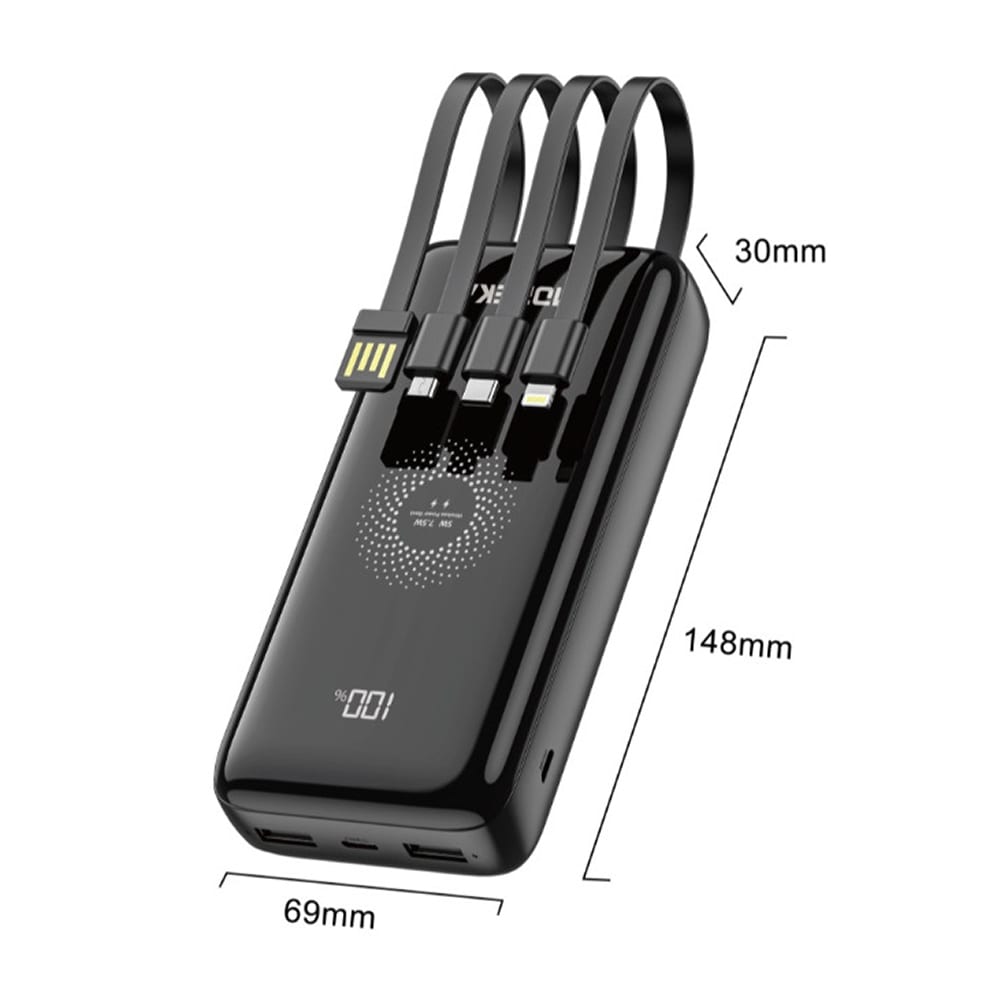 Power bank 20000 mAh con cables Tipo C V8 IP10