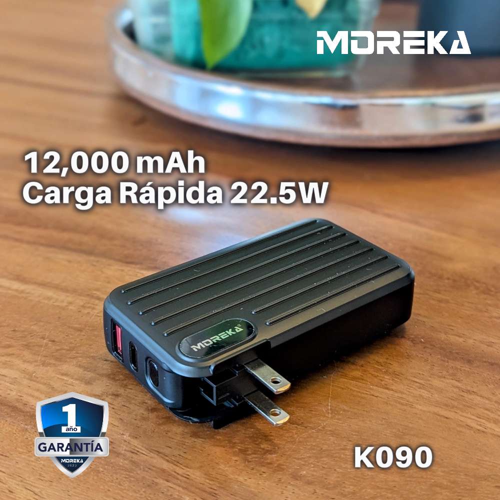 Power Bank Moreka K090 12000 mAh 22.5W cable IP y C clavija plegable4