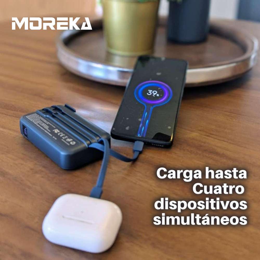 Power Bank Moreka K090 12000 mAh 22.5W cable IP y C clavija plegable3