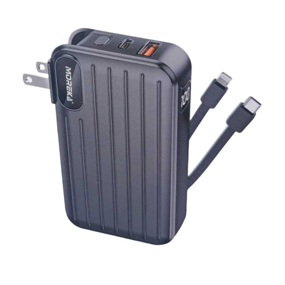 Power Bank Moreka K090 12000 mAh 22.5W cable IP y C clavija plegable 0