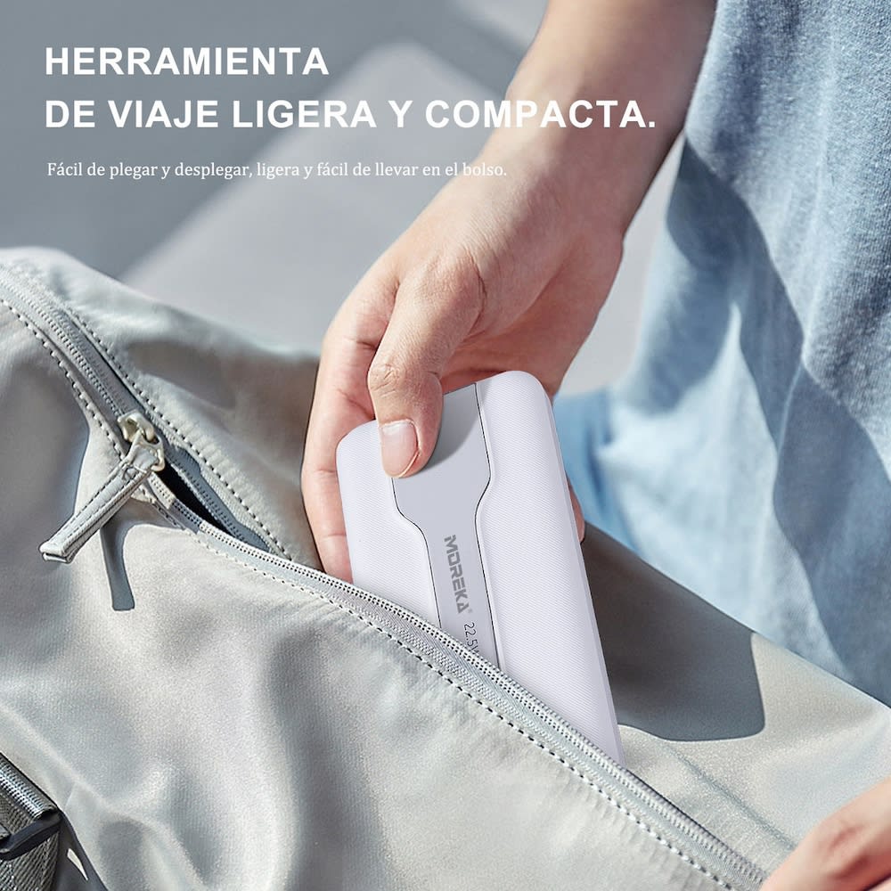 Power Bank Moreka K092 10000mAh 22.5W tres cables integrados6