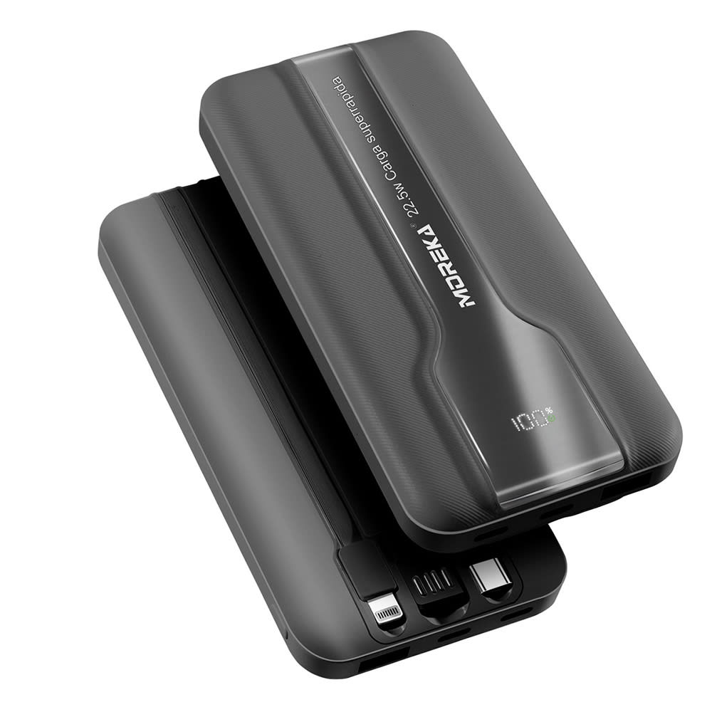 Power Bank Moreka K092 10000mAh 22.5W cables C USB Lightning y Micro USB 0