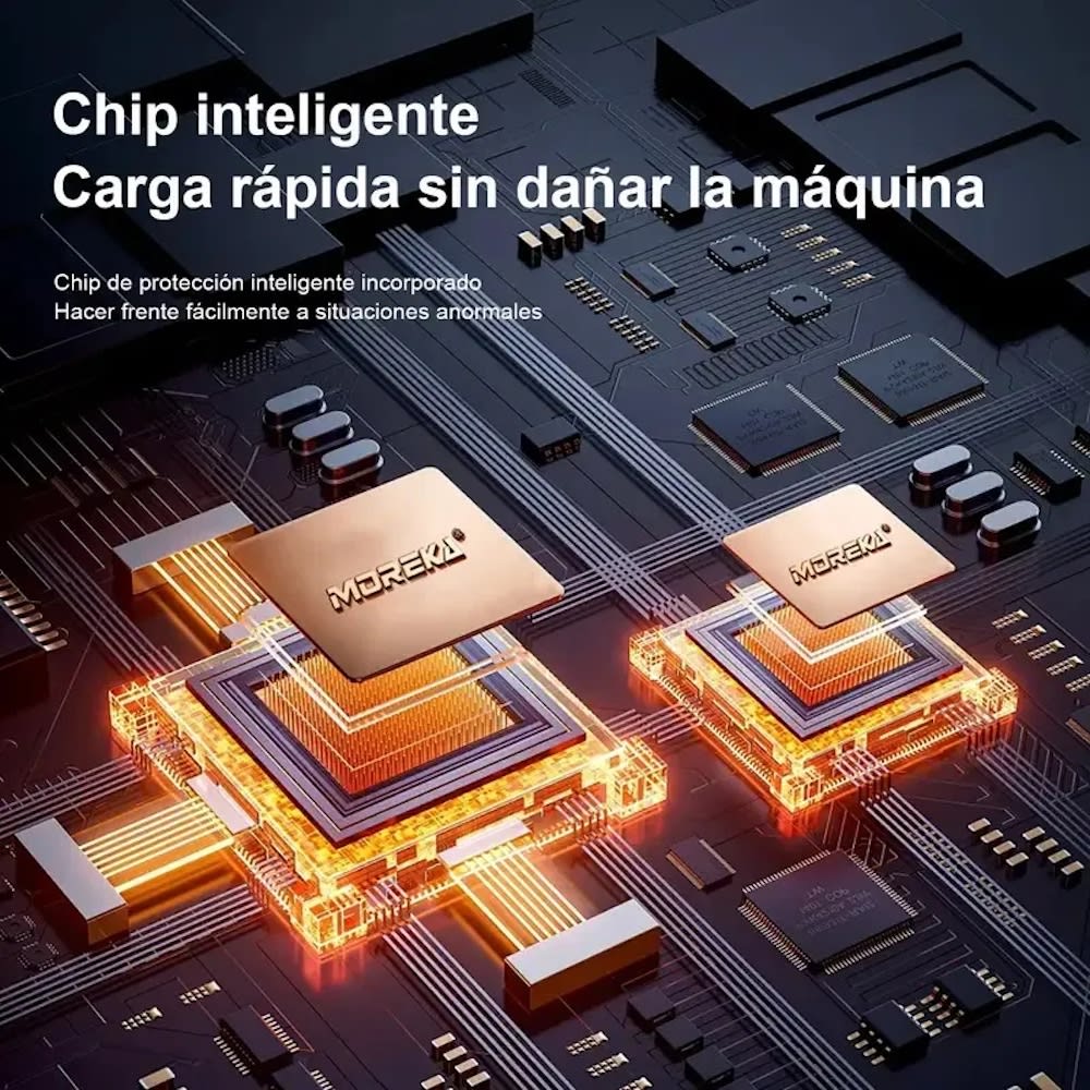 Power Bank Moreka K092 10000mAh 22.5W tres cables integrados9