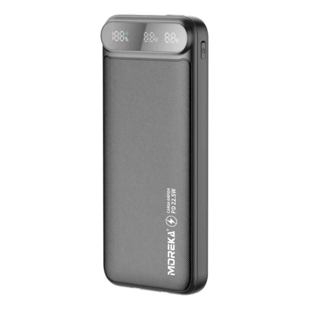 Power Bank Moreka K093 10000mAh con 3 Cables Integrados (1 x Type-C Entrada y Salida + 1 x Cable para iPhone + 1 x USB) Pantalla LED Digital Carga Inteligente5