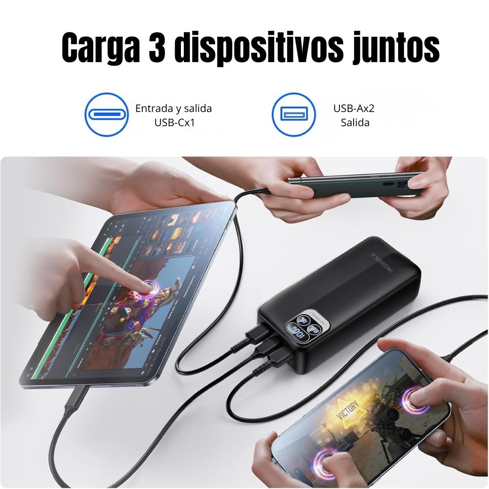 Power Bank Moreka K094 30000mAh 22.5W Cables C Lightning V83