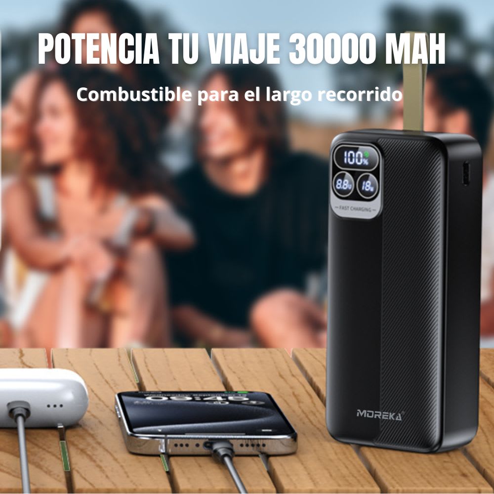 Power Bank Moreka K094 30000mAh 22.5W Cables C Lightning V87