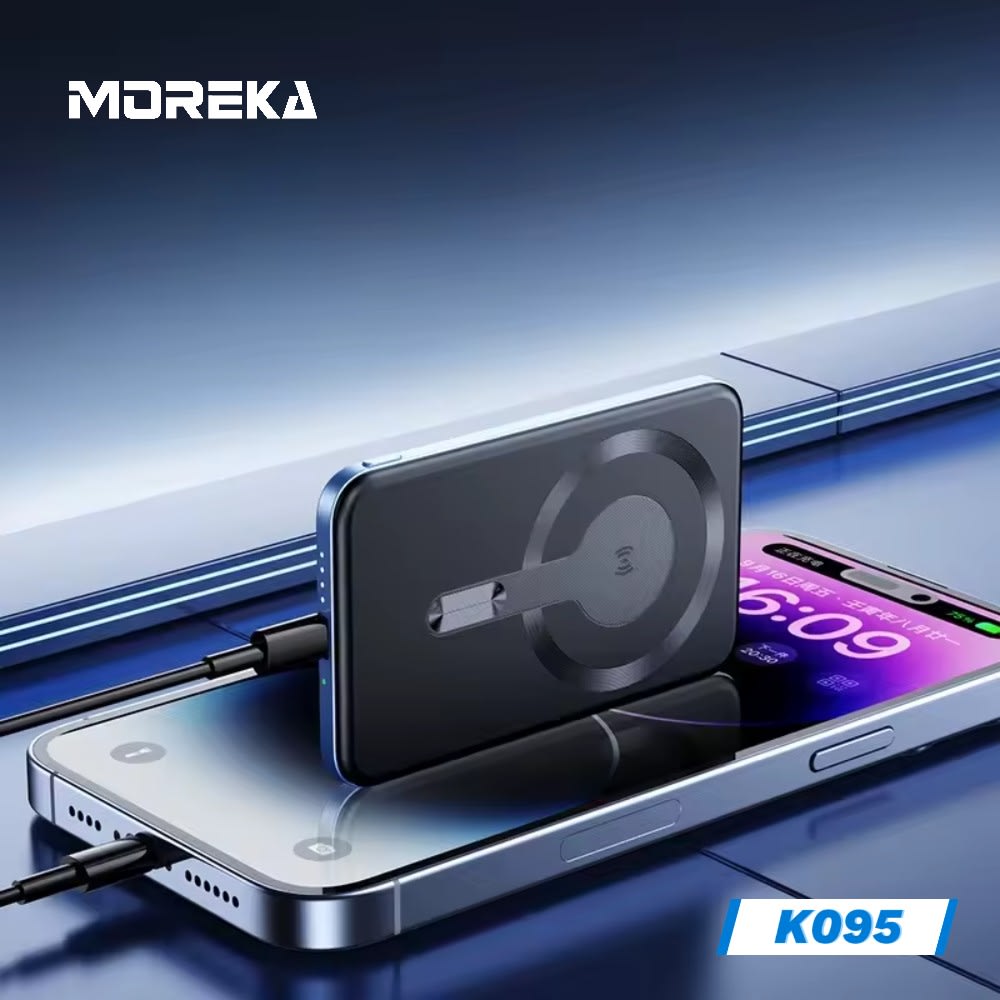 Power Bank Moreka K095 10000mAh 22.5W cables C USB Lightning y Micro USB4