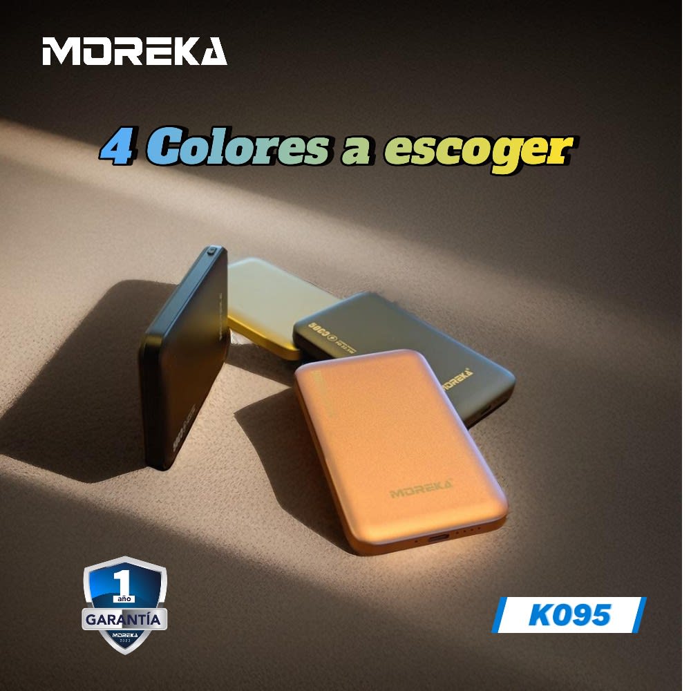 Power Bank Moreka K095 10000mAh 22.5W cables C USB Lightning y Micro USB2