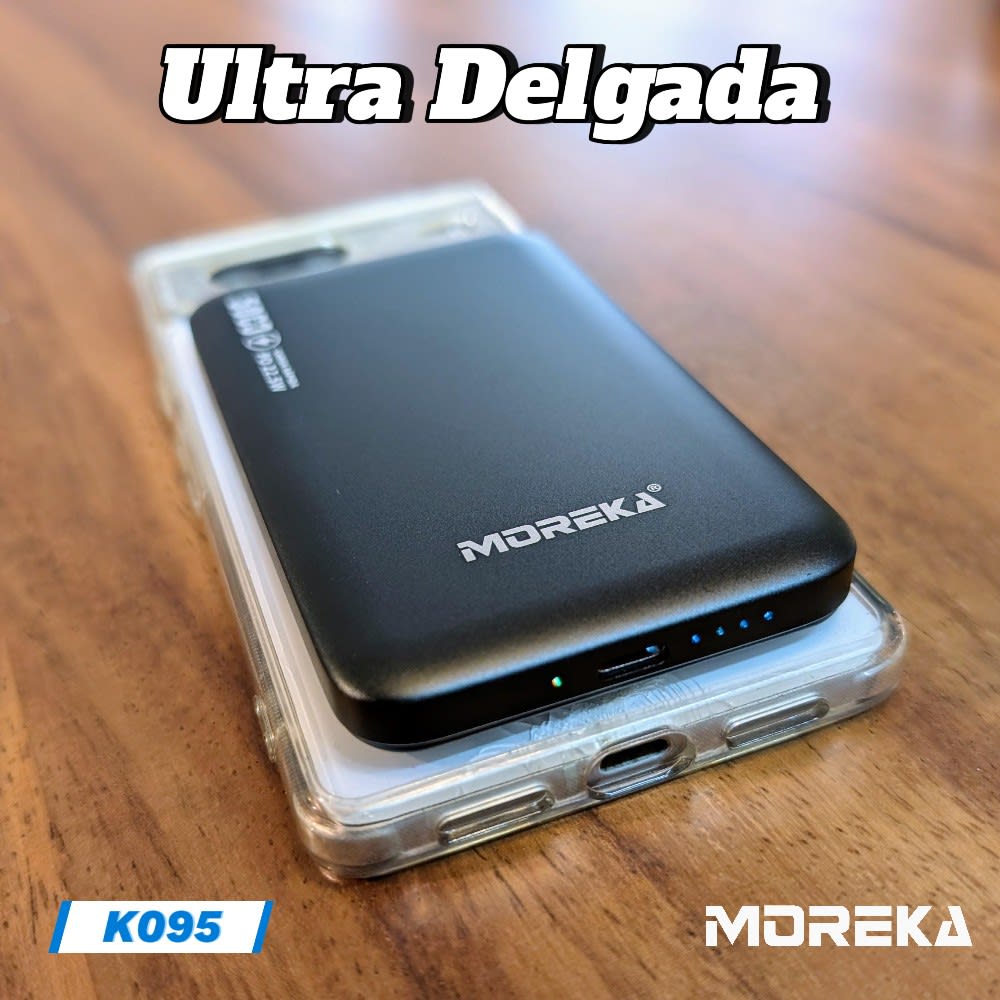 Power Bank Moreka K095 10000mAh 22.5W cables C USB Lightning y Micro USB5