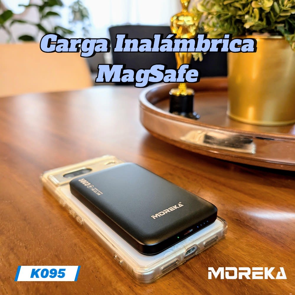 Power Bank Moreka K095 10000mAh 22.5W cables C USB Lightning y Micro USB6