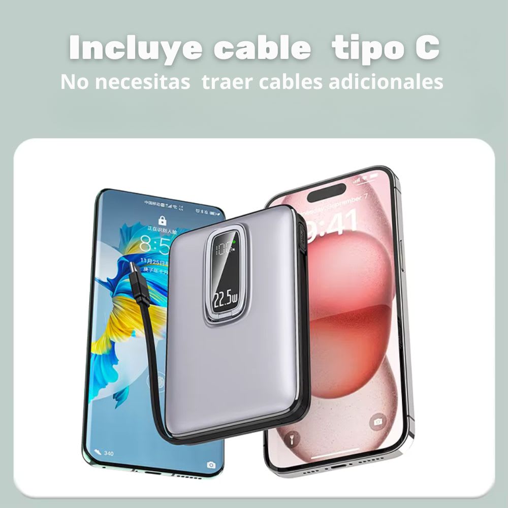 Power Bank MagSafe Moreka K096 12000mAh 22.5W Cable C incluido6