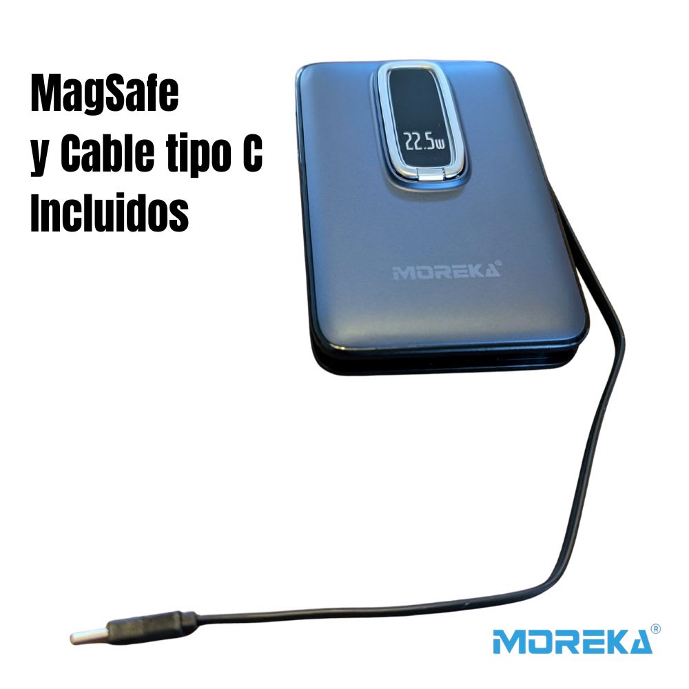 Power Bank MagSafe Moreka K096 12000mAh 22.5W Cable C incluido4