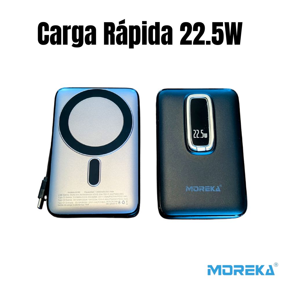 Power Bank MagSafe Moreka K096 12000mAh 22.5W Cable C incluido3