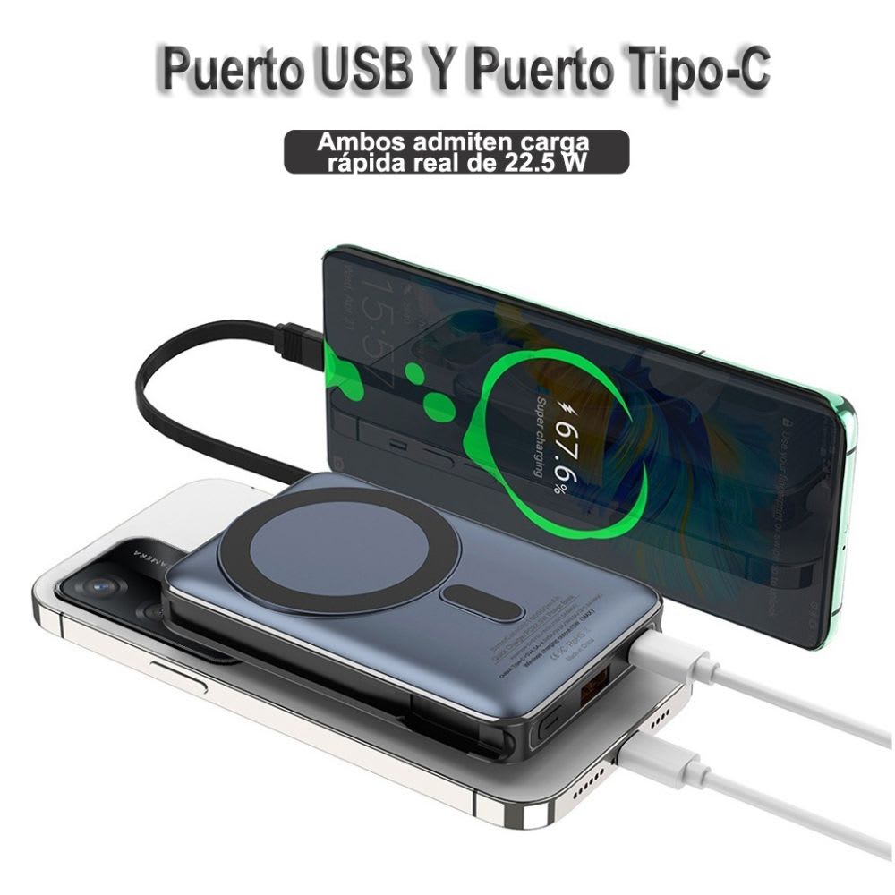 Power Bank MagSafe Moreka K096 12000mAh 22.5W Cable C incluido5