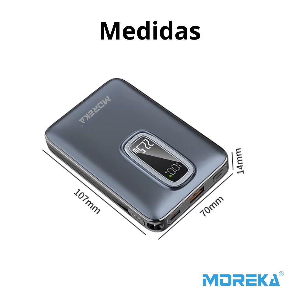 Power Bank MagSafe Moreka K096 12000mAh 22.5W Cable C incluido9