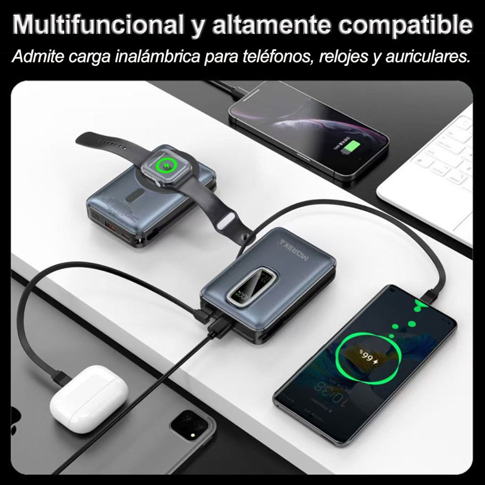 Power Bank MagSafe Moreka K096 12000mAh 22.5W Cable C incluido10