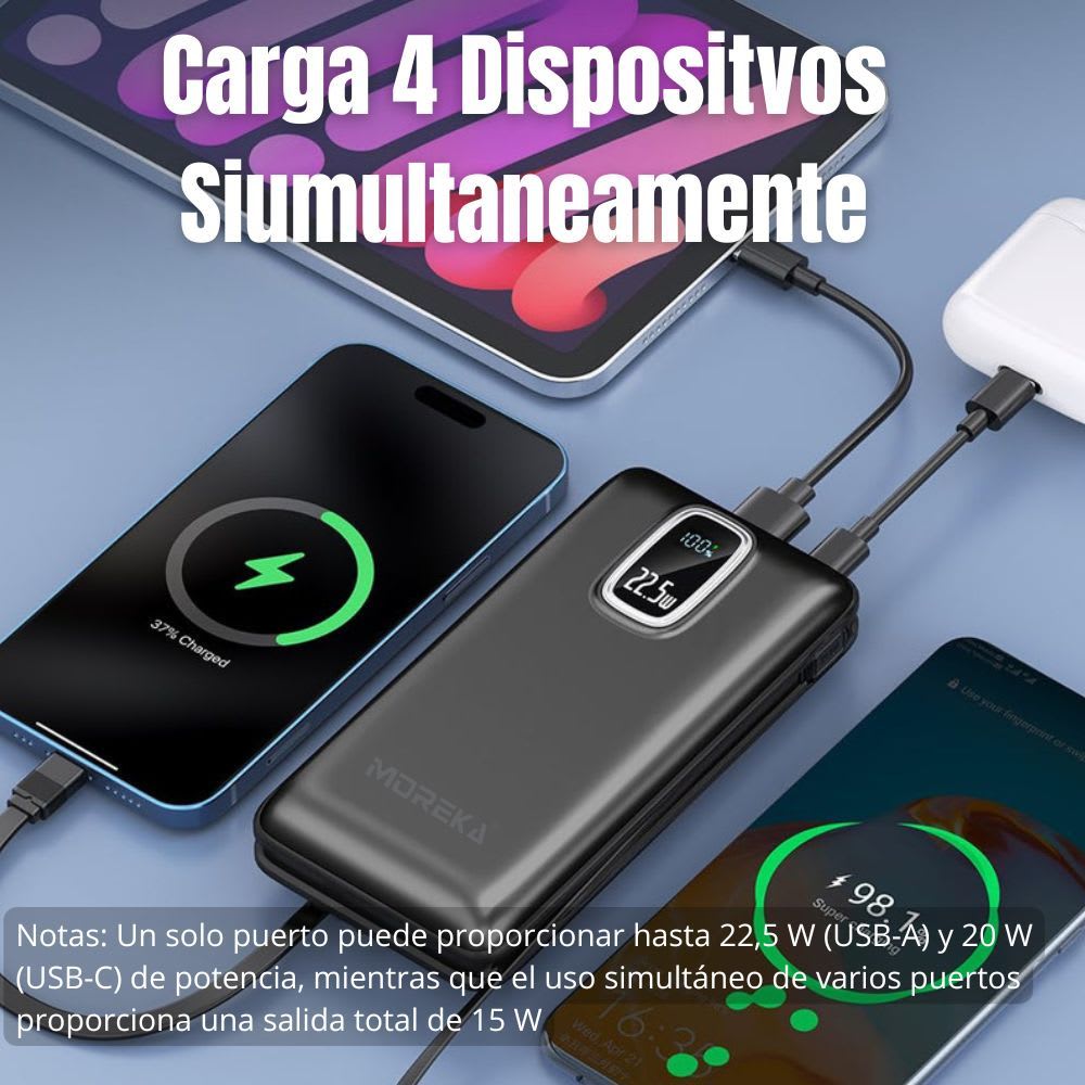 Power Bank Moreka K097 12000mAh  22.4W  Cables C Lightning V82