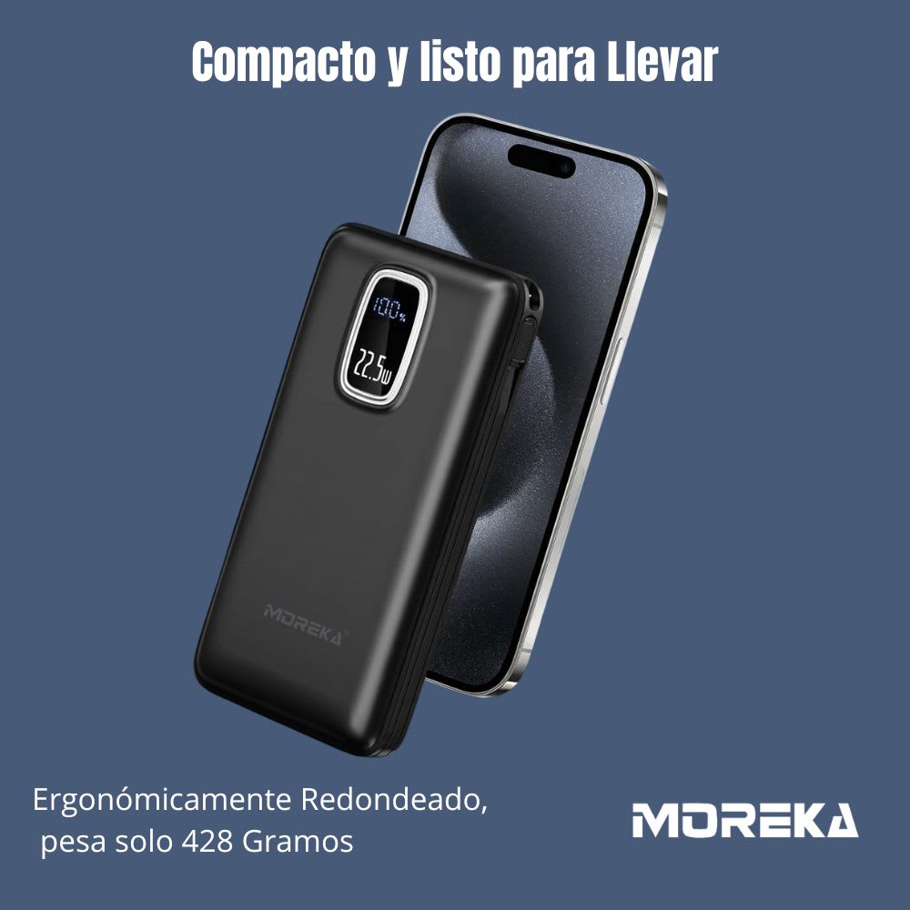 Power Bank Moreka K097 12000mAh  22.4W  Cables C Lightning V87