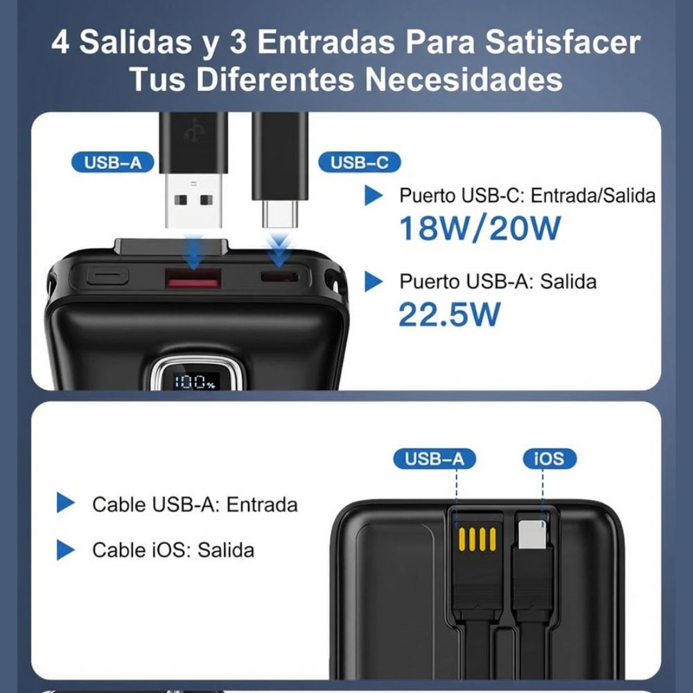 Power Bank Moreka K097 12000mAh  22.4W  Cables C Lightning V85