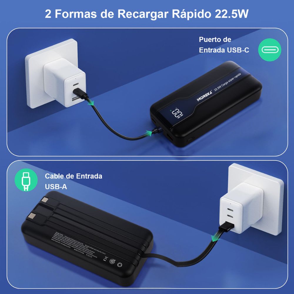 Power Bank Moreka K098 20000mAh 22.5W Cables C Lightning V88