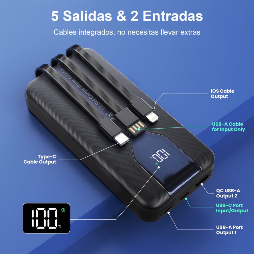 Power Bank Moreka K098 20000mAh 22.5W Cable C/V8/Lightning3