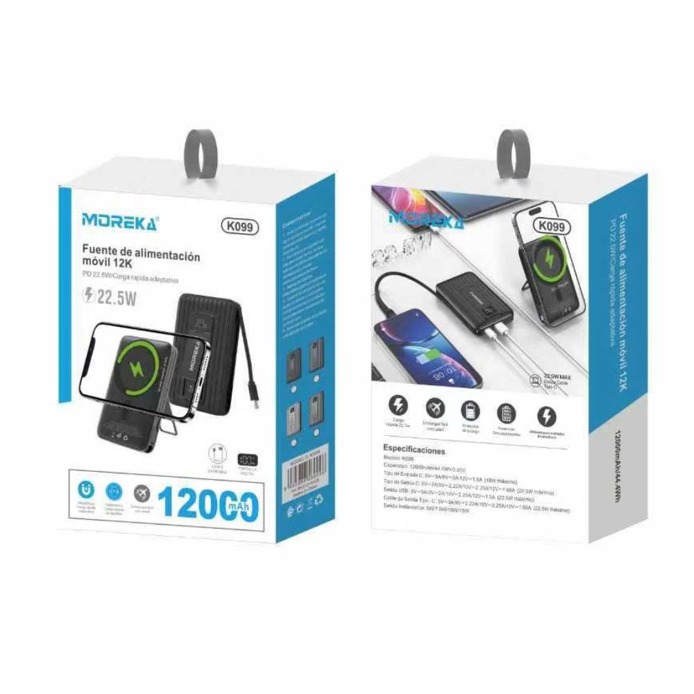 Power Bank Magsafe Moreka K099 12000mAh 22.5W, Magsafe 15w10