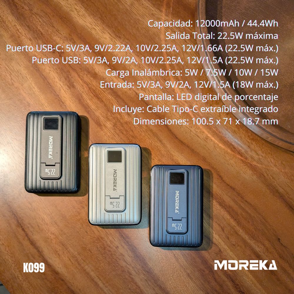 Power Bank Magsafe Moreka K099 12000mAh 22.5W, Magsafe 15w3