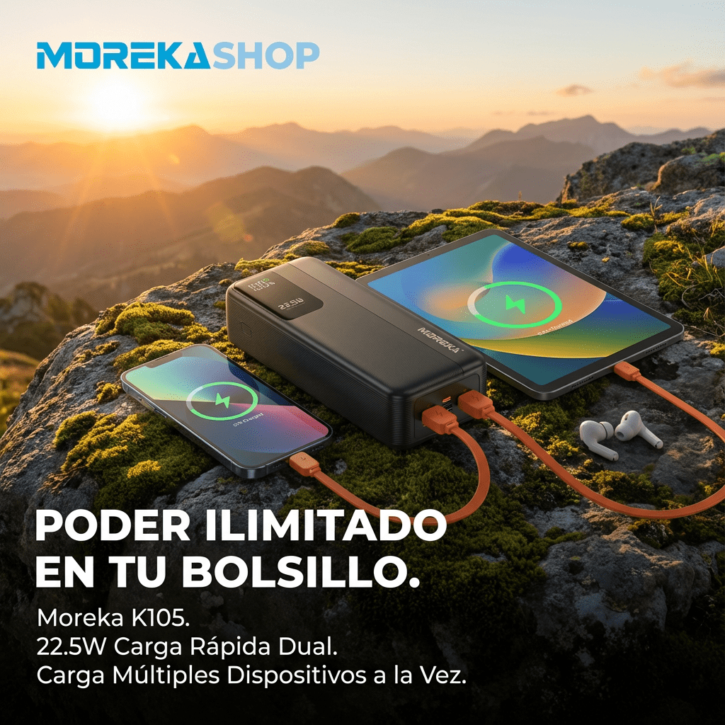 Power Bank Moreka K105 30000mAh 22.5W Cables C Lightning5